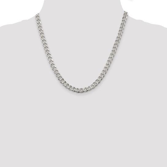 Sterling Silver 7mm Pave Curb Chain