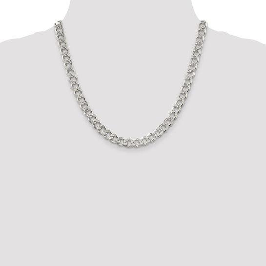 Sterling Silver 8mm Pave Curb Chain