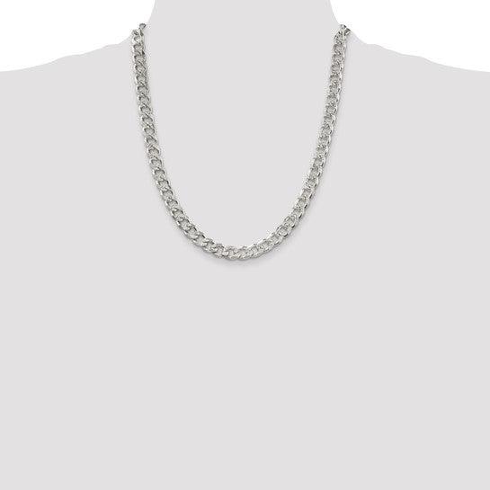 Sterling Silver 8mm Pave Curb Chain