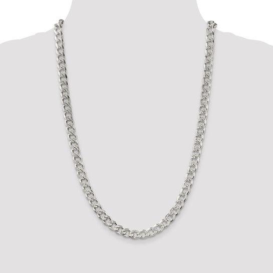 Sterling Silver 8mm Pave Curb Chain