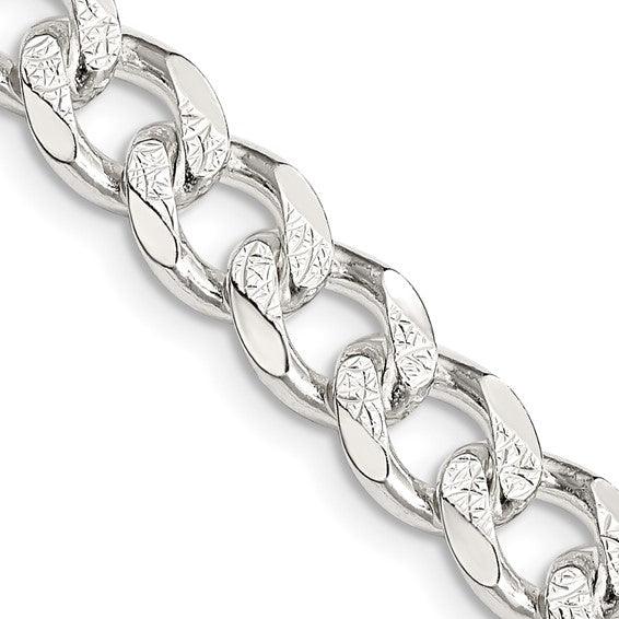 Sterling Silver 8mm Pave Curb Chain