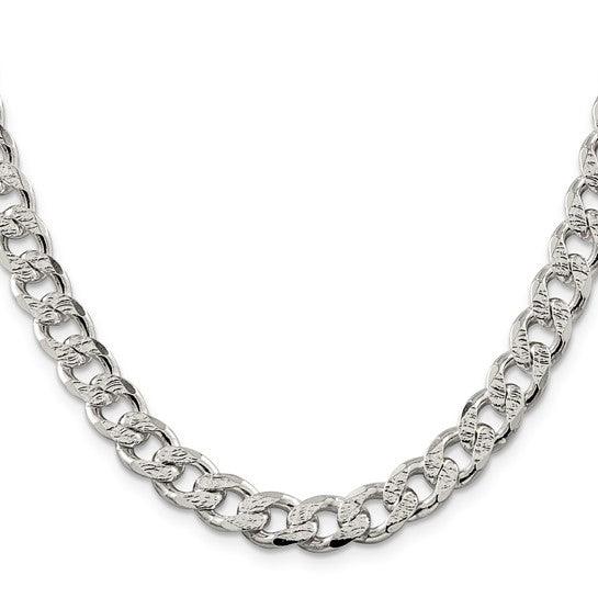 Sterling Silver 9.15mm Pave Curb Chain