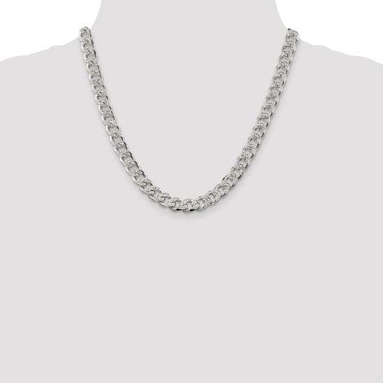Sterling Silver 9.15mm Pave Curb Chain