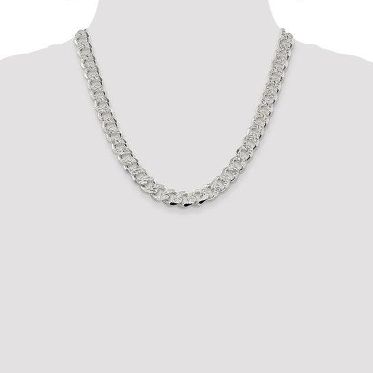 Sterling Silver 10.5mm Pave Curb Chain
