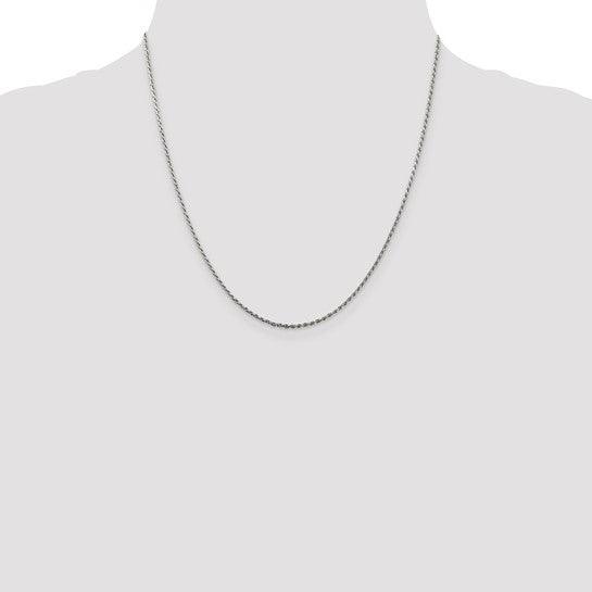 Silver Rhodium Plated 1.5mm Diamond-cut Rope Chain