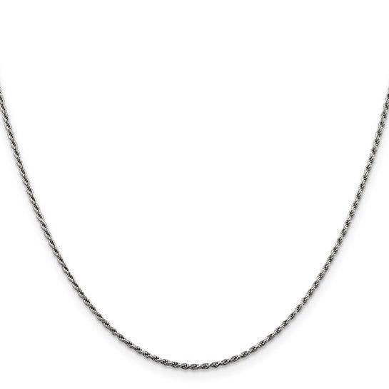 Silver Rhodium Plated 1.5mm Diamond-cut Rope Chain