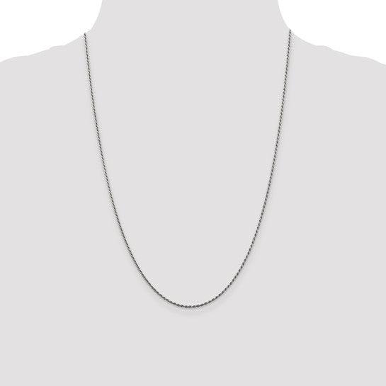 Silver Rhodium Plated 1.5mm Diamond-cut Rope Chain