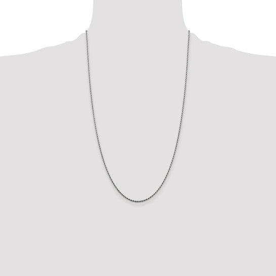 Silver Rhodium Plated 1.5mm Diamond-cut Rope Chain