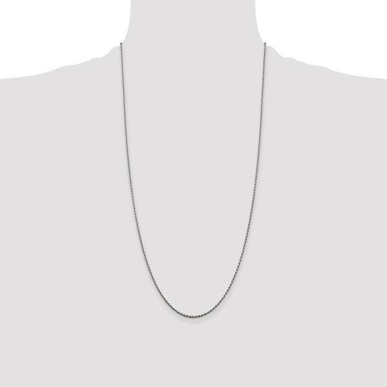 Silver Rhodium Plated 1.5mm Diamond-cut Rope Chain