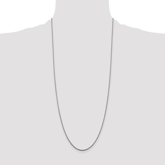 Silver Rhodium Plated 1.5mm Diamond-cut Rope Chain
