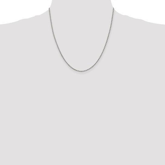 Sterling Silver Rhodium-plated 1.7mm Diamond-cut Rope Chain
