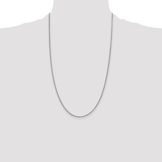 Sterling Silver Rhodium-plated 1.7mm Diamond-cut Rope Chain