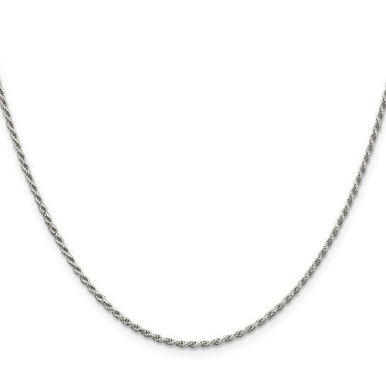 Sterling Silver Rhodium-plated 1.7mm Diamond-cut Rope Chain