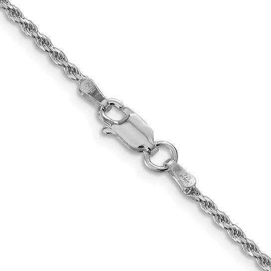 Sterling Silver Rhodium-plated 1.7mm Diamond-cut Rope Chain