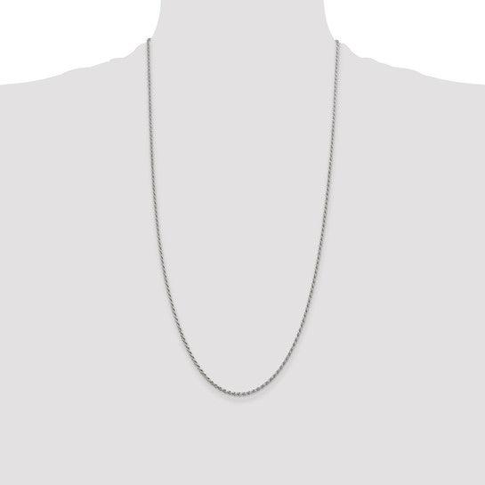 Sterling Silver Rhodium-plated 1.7mm Diamond-cut Rope Chain