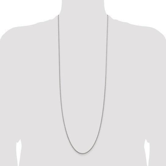 Sterling Silver Rhodium-plated 1.7mm Diamond-cut Rope Chain