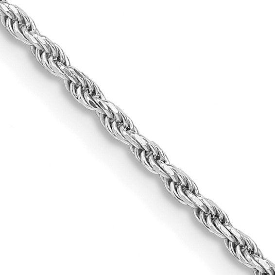 Sterling Silver Rhodium-plated 1.7mm Diamond-cut Rope Chain