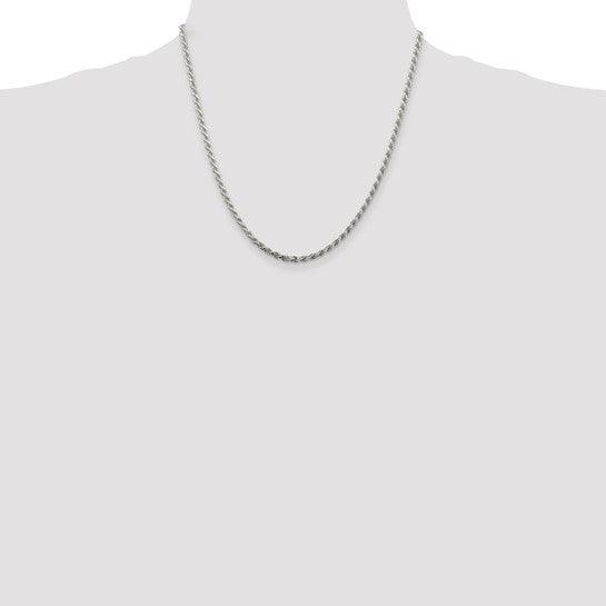 Sterling Silver 2.75mm Diamond-cut Rope Chain