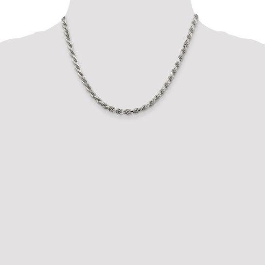 Sterling Silver 4.75mm Diamond-cut Rope Chain