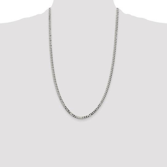 Sterling Silver 4mm Beveled Curb Chain