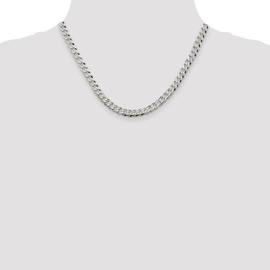 Sterling Silver 6mm Close Link Flat Curb Chain
