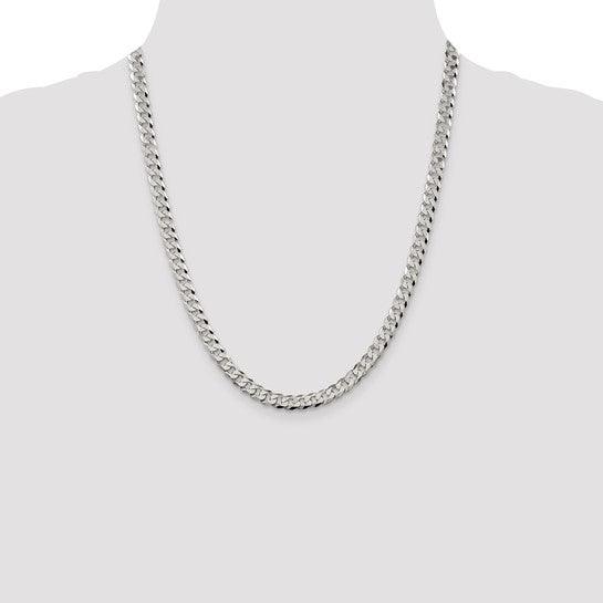 Sterling Silver 6mm Close Link Flat Curb Chain