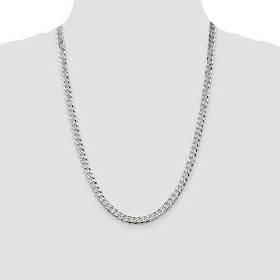 Sterling Silver 6mm Close Link Flat Curb Chain