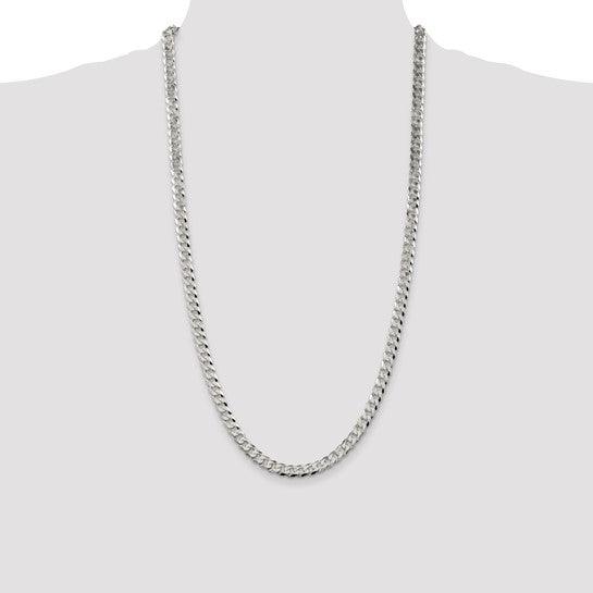 Sterling Silver 6mm Close Link Flat Curb Chain