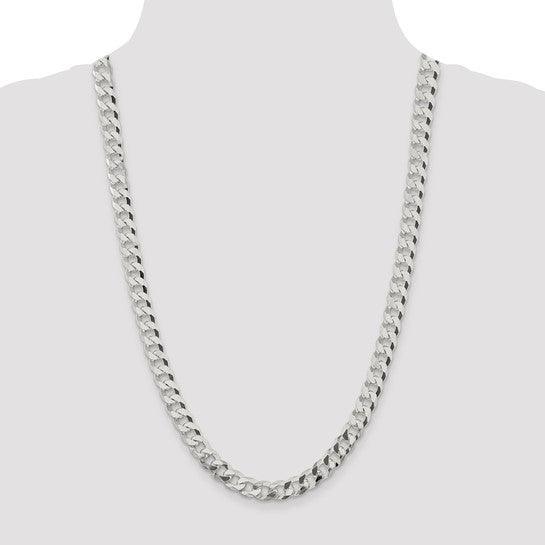 Sterling Silver 8.5mm Beveled Curb Chain