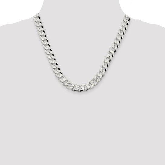 Sterling Silver 10.6mm Polished Flat Curb Chain