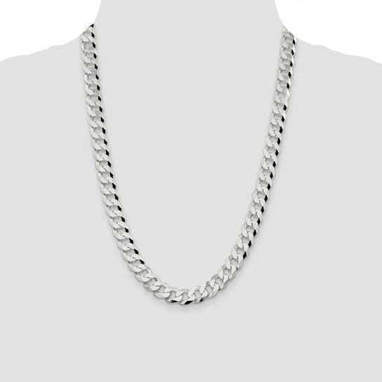 Sterling Silver 10.6mm Polished Flat Curb Chain