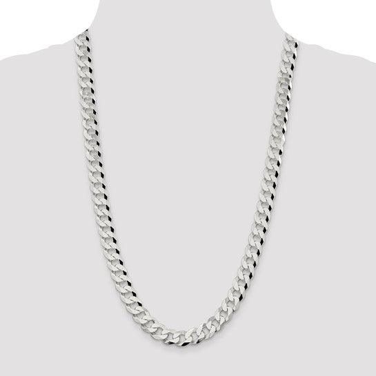 Sterling Silver 10.6mm Polished Flat Curb Chain