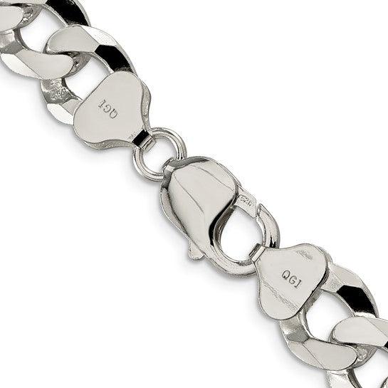 Sterling Silver 13mm Beveled Curb Chain