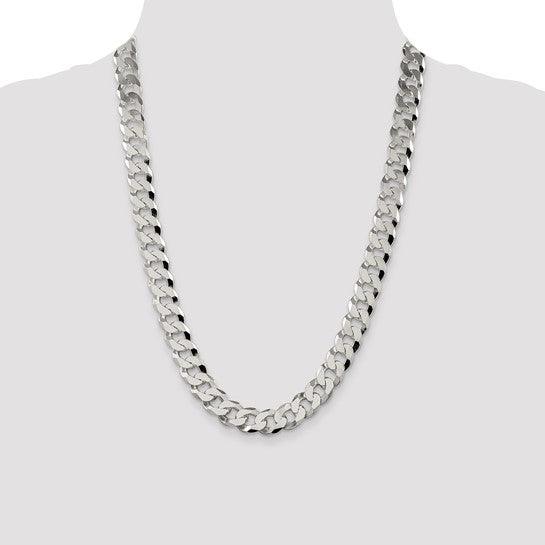 Sterling Silver 12.30mm Beveled Curb Chain