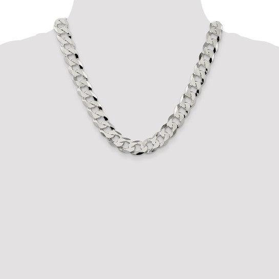 Sterling Silver 13mm Beveled Curb Chain
