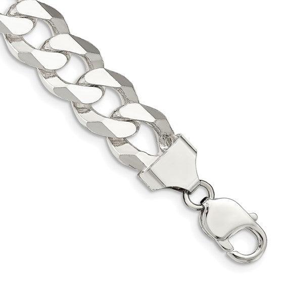 Sterling Silver 14mm Beveled Curb Bracelet