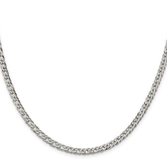 Sterling Silver 4.25mm Double 6 Side Diamond Cut Flat Link Chain