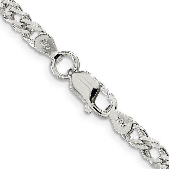 Sterling Silver 4.25mm Double 6 Side Diamond Cut Flat Link Chain
