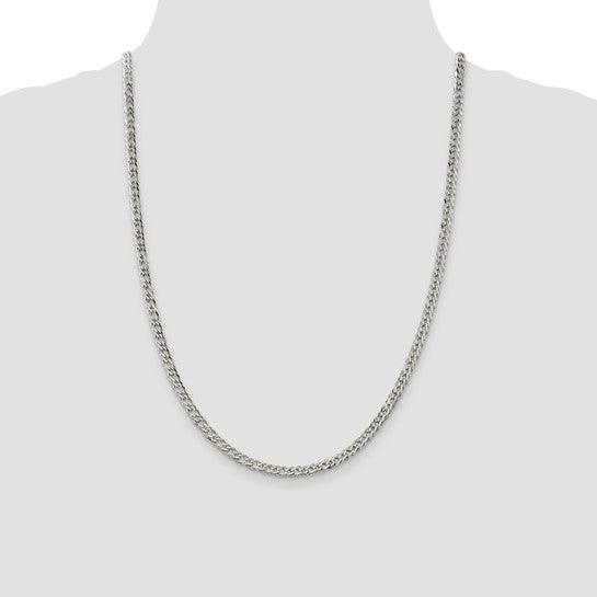 Sterling Silver 4.25mm Double 6 Side Diamond Cut Flat Link Chain