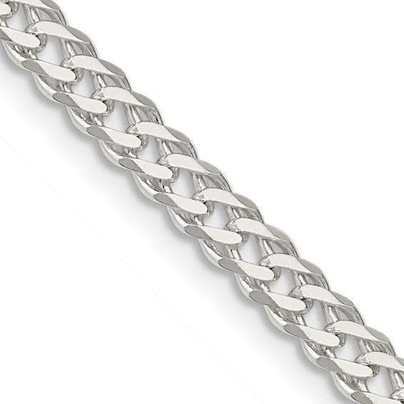 Sterling Silver 4.25mm Double 6 Side Diamond Cut Flat Link Chain