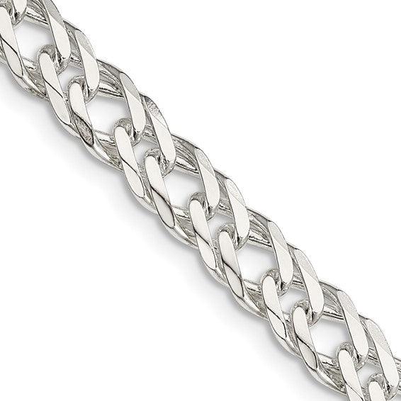 Sterling Silver 6.25mm Double 6 Side Diamond Cut Flat Link Chain