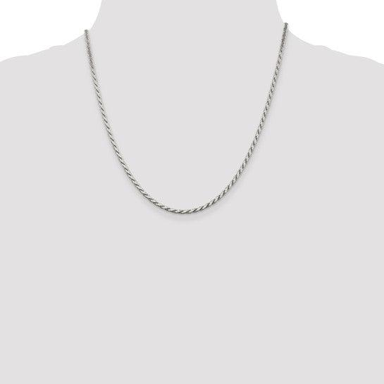 Sterling Silver 2.50mm Flat Rope Chain