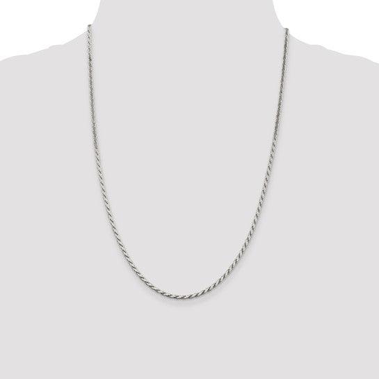 Sterling Silver 2.50mm Flat Rope Chain