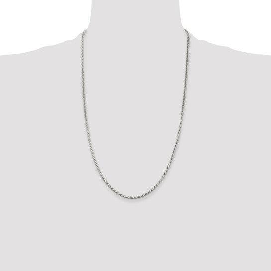 Sterling Silver 2.50mm Flat Rope Chain