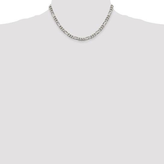 Sterling Silver 5.5mm Polished Flat Figaro Chain