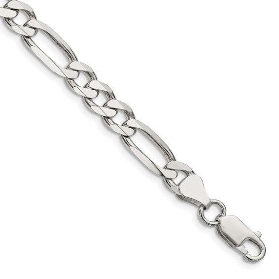 Sterling Silver 6.5mm Figaro Bracelet