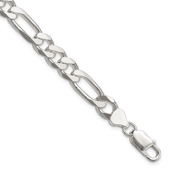 Sterling Silver 8mm Figaro Bracelet