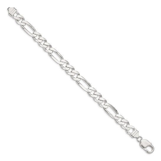 Sterling Silver 9mm Figaro Bracelet