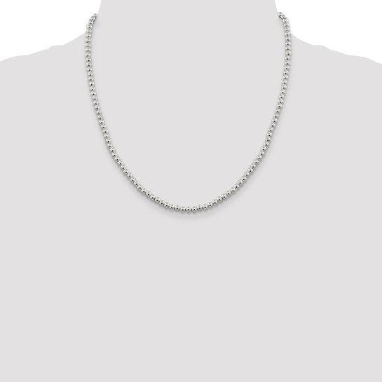 Sterling Silver 4mm Beaded Box Chain