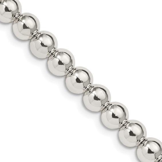Sterling Silver 6.10mm Beaded Box Chain
